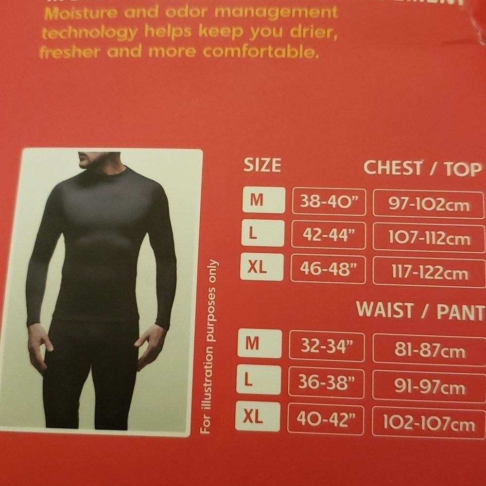 Men's Black Heat Lockers Performance Thermal Long Sleeve Crew Shirt L M & XL
